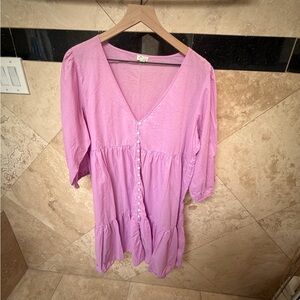 J. Crew Lilac V-Neck Button-Front Blouse